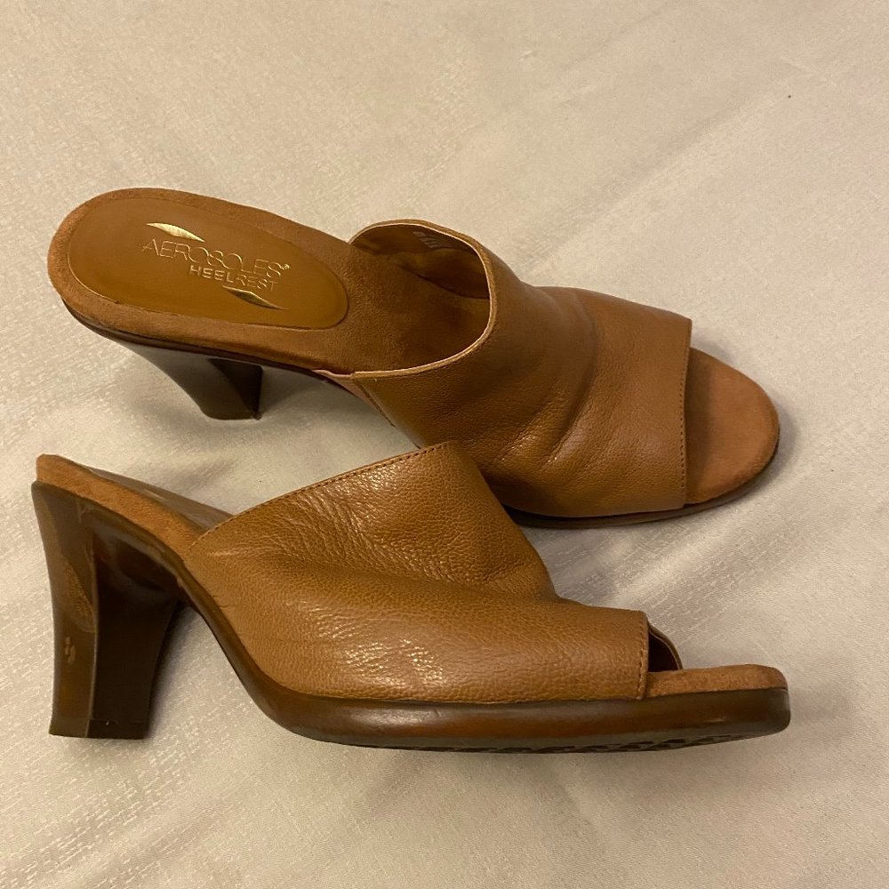 Brown Leather Mules
